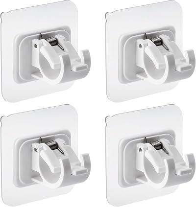 Bohoray 4Pcs Self Adhesive Curtain Rod Bracket White 22mm Groove No Drill