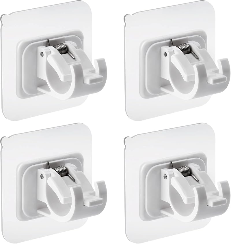 Bohoray 4Pcs Self Adhesive Curtain Rod Bracket White 22mm Groove No Drill