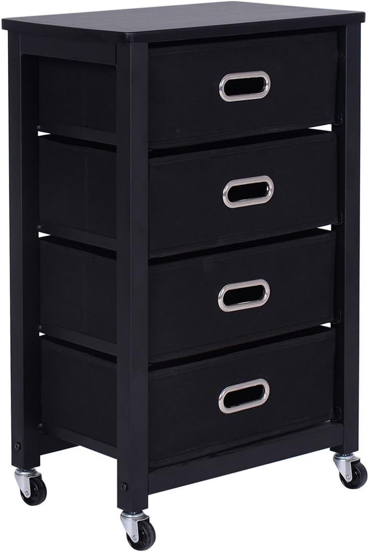 Amazon Com Black Rolling File Cabinet Heavy Duty Mobile Storage Filing Cabinet With 4 Drawers Office Products