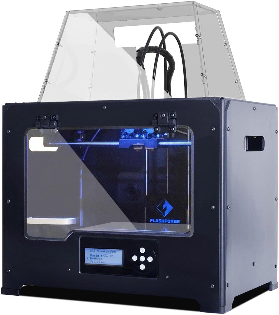 FlashForge USA Dual Extruder 3D Printer with Printing Metal Case with Acrylic Covers for PLA/ABS
