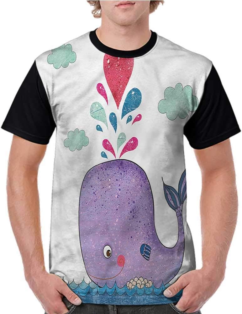 Men's Short Sleeve,Whale,Ocean Mammals Flying S-XXL Casual Shirts