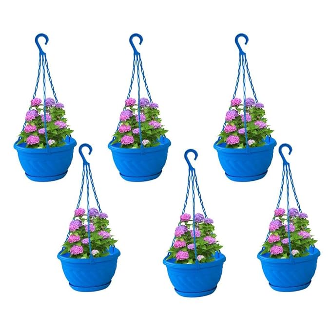 TrustBasketPlastic Hanging Basket Blue (Set of 6) Plants are not
