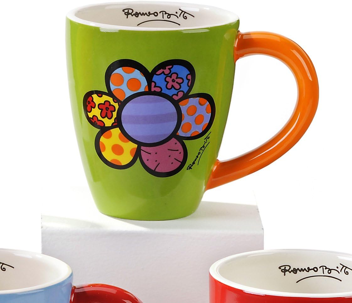 ROMERO BRITTO FLOWER DESIGN MUG