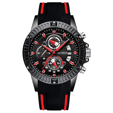 Mini Focus Herren Multifunktions Chronograph Leuchtzeiger Militär Outdoor Sports Große Silikonarmband Quarz-Armbanduhr