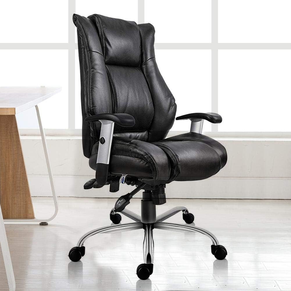 Smugdesk High Back Bonded Leather Executive Office Chair with Adjustable Backrest and Armrest, Black: Furniture & Decor