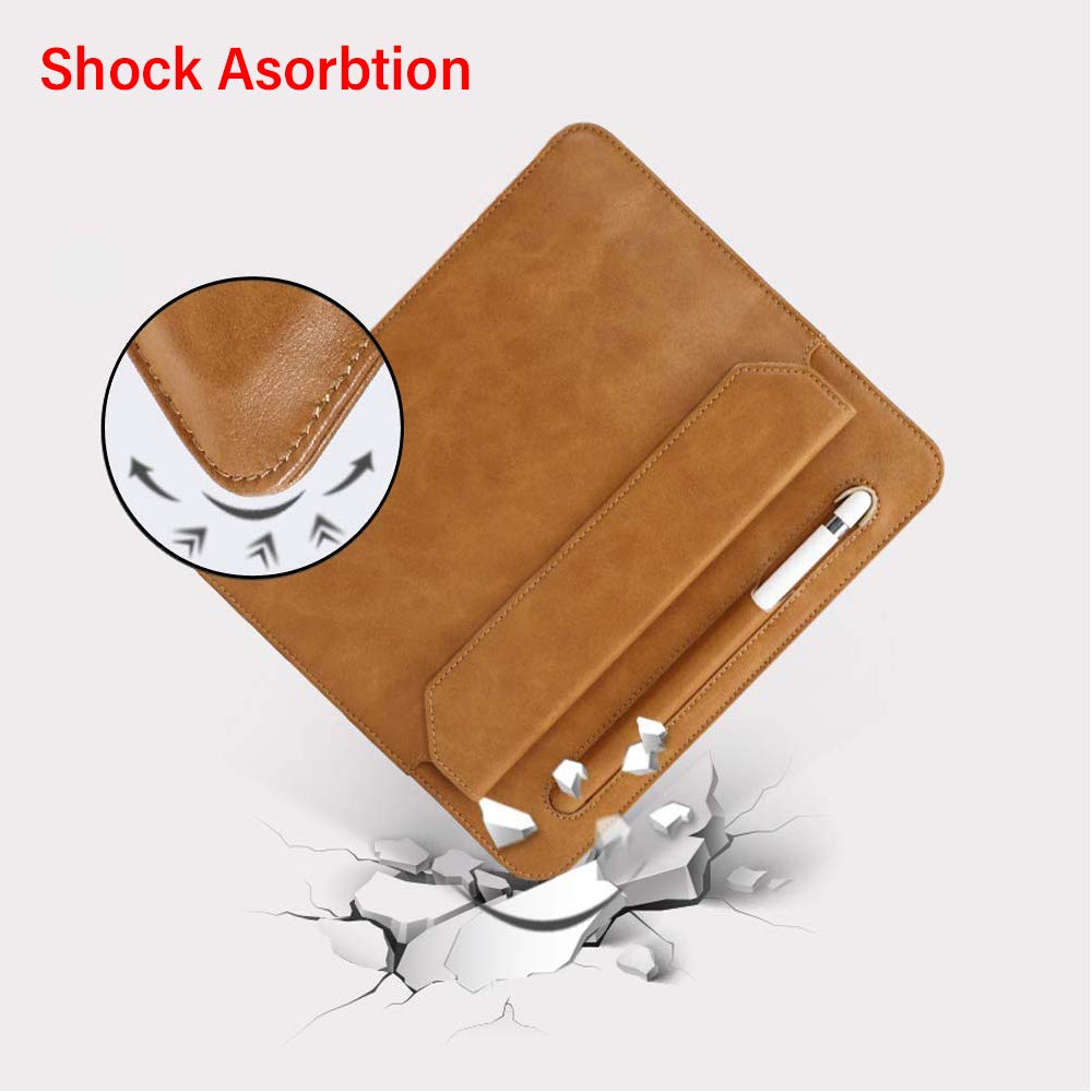 Hcyang iPad Mini 5 Case Leather Soft Microfiber Slim Leather Thin 7.9 inch Tablet Sleeve Bag with Pencil Holder Trifold Case for Apple iPad Mini 5th Generation 2019 Brown