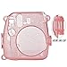 SAIKA Protective Hard Case for Fujifilm for Instax Mini 9 Instant Camera - Glitter Flamingo Pink. With Adjustable Shoulder Strap