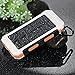Solar Charger, Solar Power Bank 20000mAh Waterproof Portable External Battery USB Charger Built in LED light with Compass for iPad iPhone Android Cellphones (White & Orange)