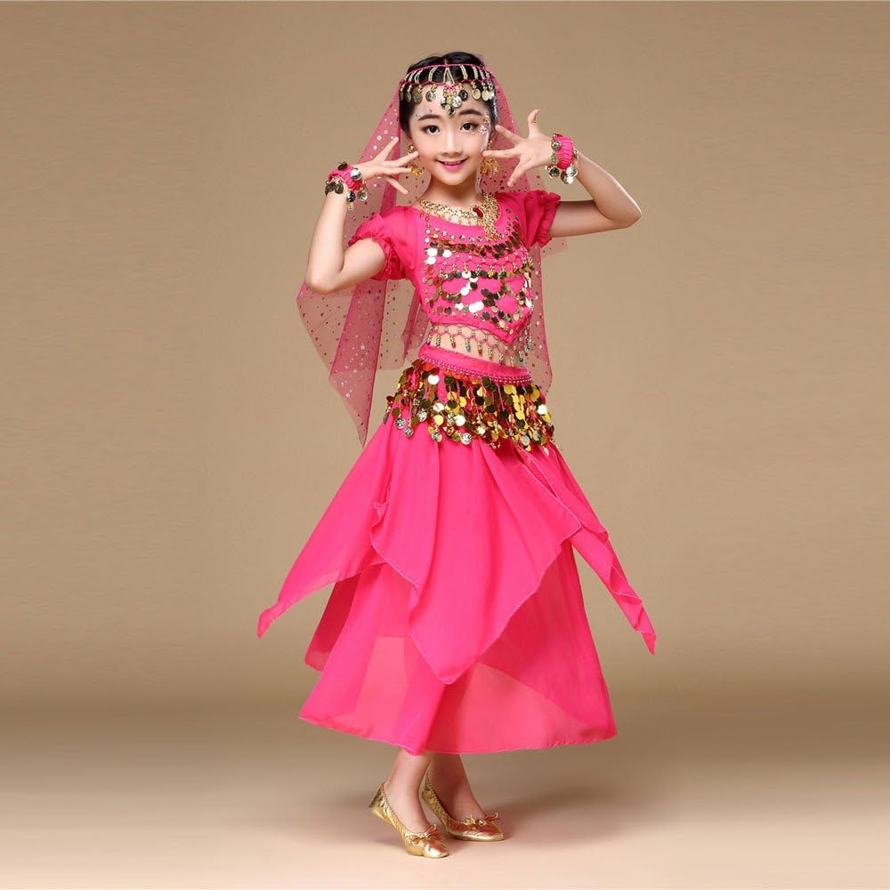Little Story Kidsgirls Belly Dance Outfit Costume India Dance Clothes Top+Skirt Children's Belly Dance Costume Two