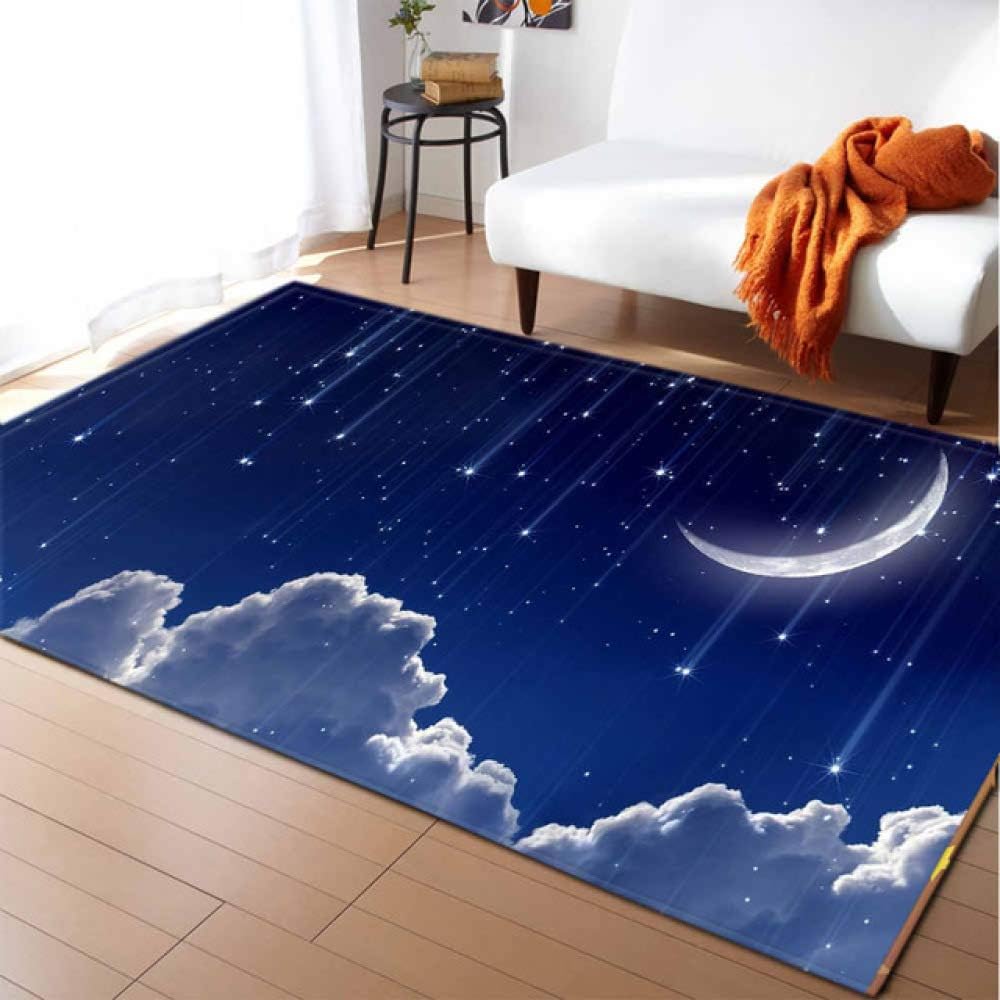 KFEKDT 3D Galaxy Space Stars Carpet Home Decoration Non-Slip Bedroom Dining Room Carpet Children's Game Living Room Carpet No-6 100x150cm
