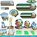 273 Pack Dinosaur Party Supplies Set Serves 16, Dinosaur Birthday Favors Packs Includs Spoons, Plates, Tablecloth, Cups, Straws, Napkins, Invitation cards, Candy Box, Banner, Toys