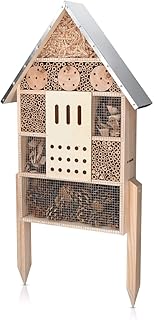 Navaris Insektenhotel aus Holz - Naturbelassenes Insekten Hotel für Verschiedene Fluginsekten - mit Standfüßen