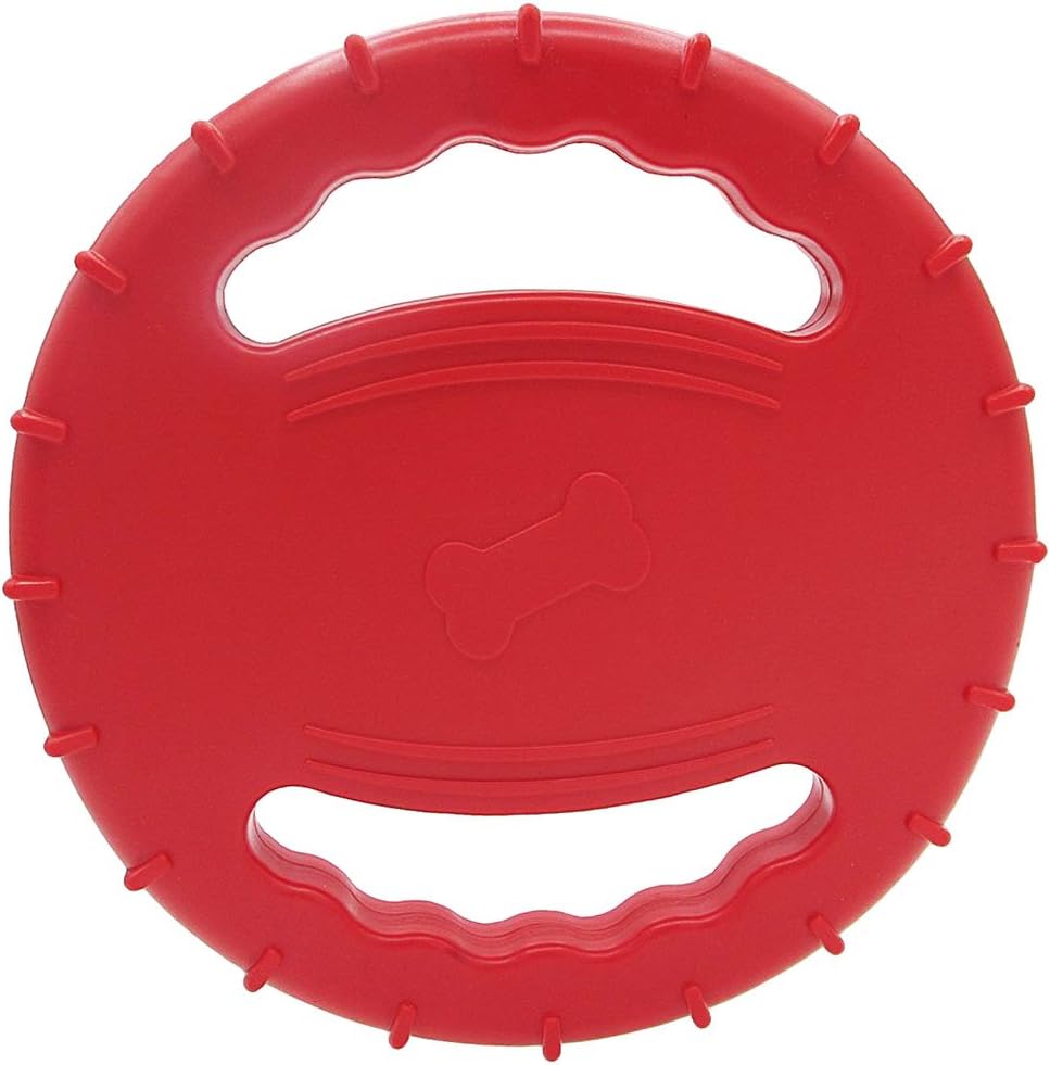 Legendog 2 Pcs Dog Flying Disc Squeaky Rubber Dog Toys Soft Floating Dog Catcher Toy for Pet Training & Chewing (1Pcs Red)