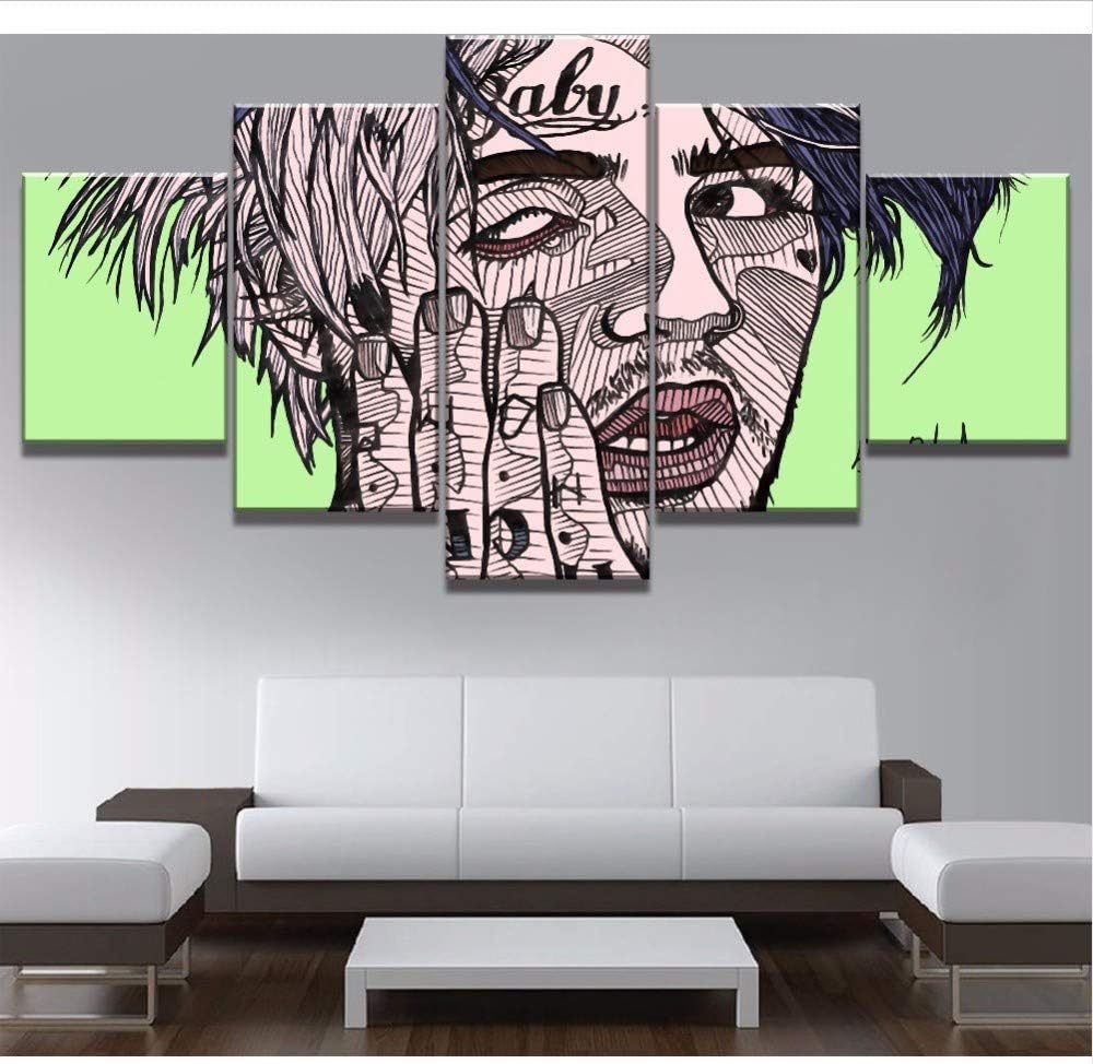 Fyyanm Modular 5 Piece Canvas Art Lil Peep Poster Modern Decorative Paintings On Canvas Wall Art For Home Decorations Wall Decor-10x15cmx2 10x20cmx2 10x25cm