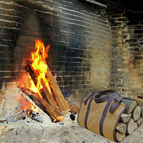 KINGCRAFT Large Firewood Holder Log Carrier Tote Bag with Heavy Duty Handles Durable Lightweight Fireplace Wood Stove Accessories for Family Outdoor Camping(35x16inch) - Thumbnail 2