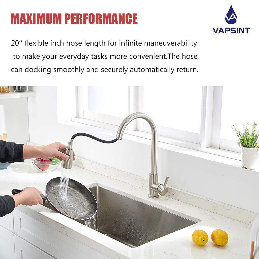 VAPSINT Commercial Single Handle High Arc Lead Free Brushed Nickel Pull