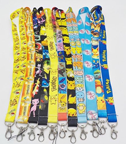 11 Pokemon Dragonite Mew Pikachu Key Chain Lanyard Strap Set