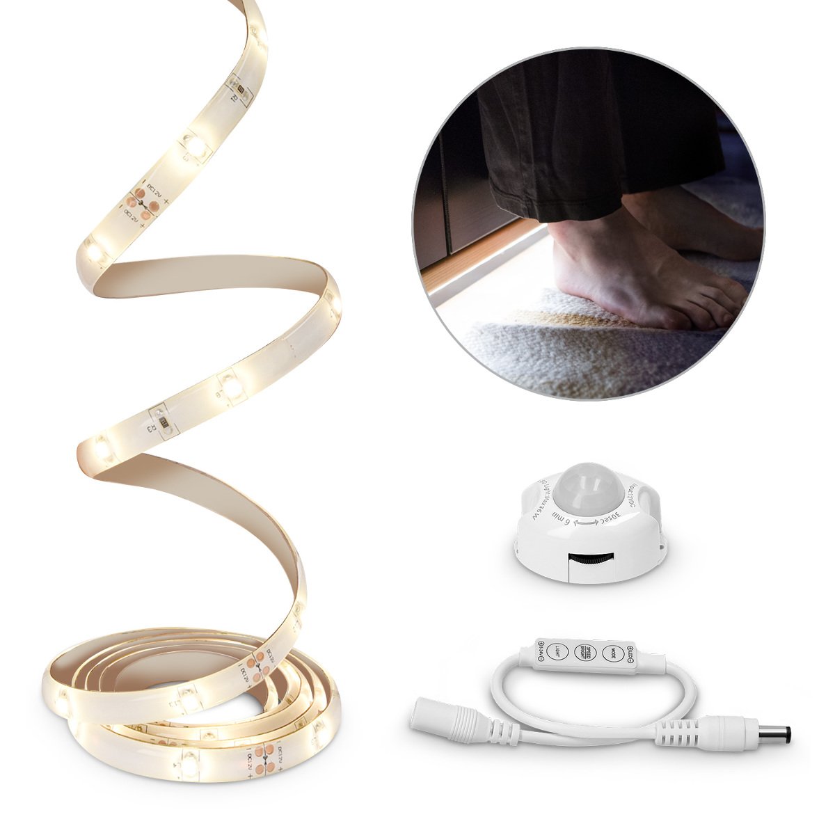 kwmobile tira de luces LED para cama tira de luz con sensor