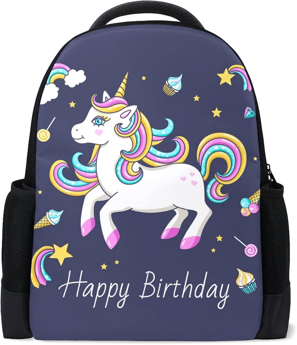 happy unicorn personalized backpack