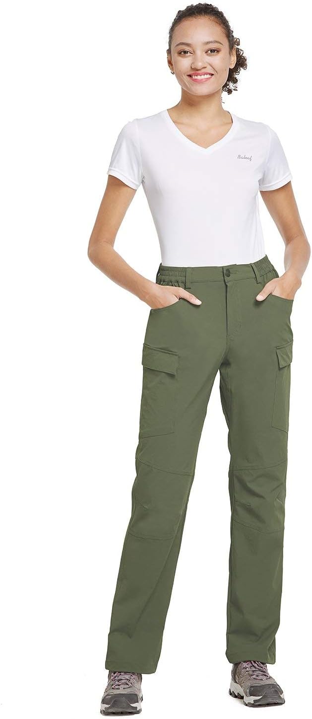 BALEAF Women's Hiking Cargo Pants UPF 50 Outdoor Athletic Stretch Pants Water Resistant Zipper Pockets : Sports & Outdoors