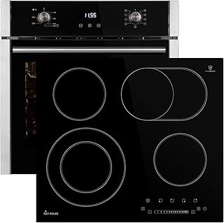 KKT KOLBE Autarkes Herdset: 60cm Einbau-Backofen EB8010ED + 59cm Glaskeramik-Kochfeld KFS59RL (Heißluft/Grill-/Bratsystem/Automatik-Timer/Teleskopauszüge/Dualzone) SET8010KFS