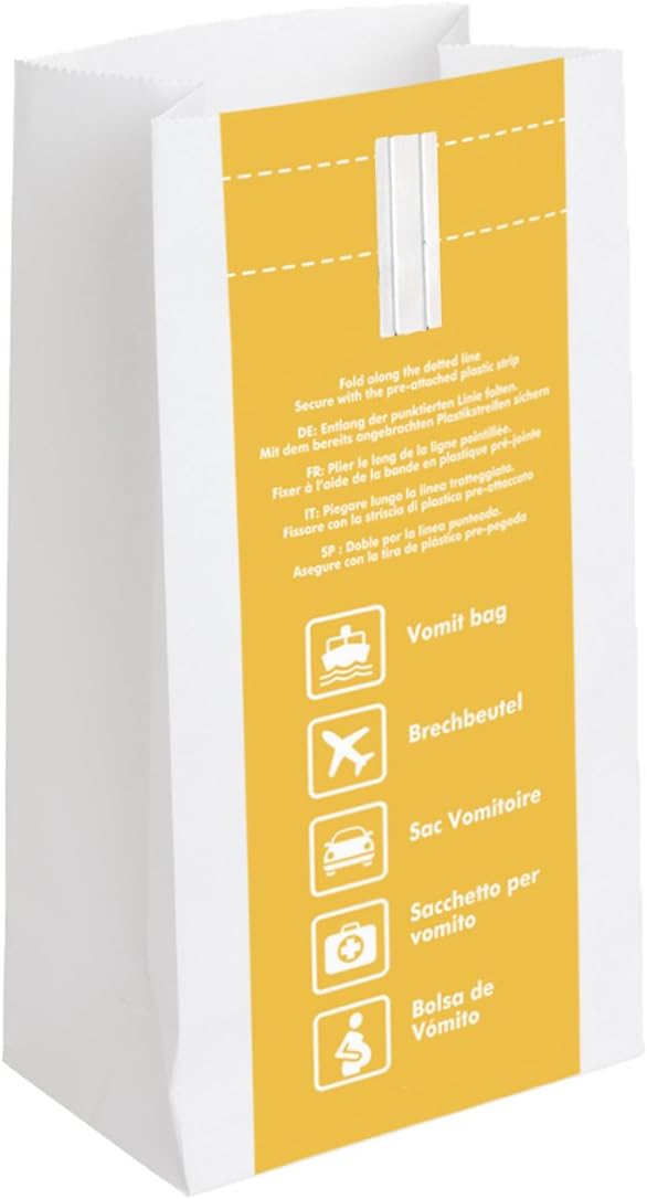 Oqard Disposable Sick Bags, Sealable Paper Vomit Bag with Plastic Lining, Great for Travel First Aid Kits - Image 4