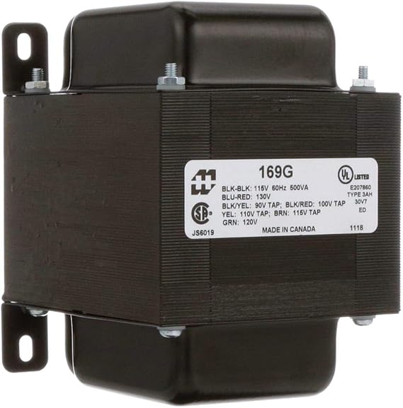 Transformer; Isolation; 115 VAC to 90130 VAC (Tapped); 500 VA; 15 lbs