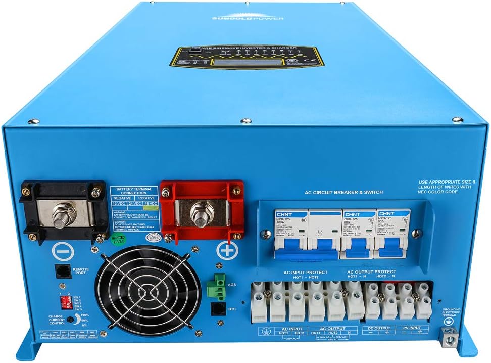 SUNGOLDPOWER 12000W Peak 36000W Split Phase Pure Sine Wave Power Inverter,Low Frequency Inverter DC 48V AC Input 240V Solar Wind Power Inverters AC Output 120V 240V Converter: Garden & Outdoor
