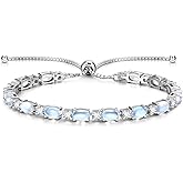 FANCIME Birthstone Tennis Bracelets Sterling Silver Bolo Tennis Bracelets Charm Fine Jewelry Birthday Gifts for Women Mom Wife Her