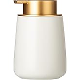 Enra Ceramic Soap Dispenser,12 oz Hand Lotion Dispenser with Gold Pump,Refillable Dish Soap Dispenser,Modern Liquid Soap Dispenser for Bathroom,Kitchen with Easy-to-Press Pump