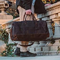 Waxed Canvas Weekender Duffle Bag, Vintage Style
