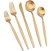 Matte Gold Silverware Set, Vanys 30 Piece Stainless Steel Cutlery Flatware Set, Kitchen Utensil Sets for 6, Tableware With Kn