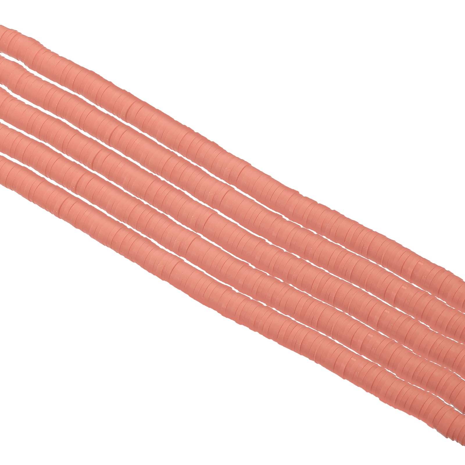 PATIKIL 6mm Polymer Clay Beads Spacer, 1750Pcs 5 Strands Round Flat Handmade Bead Spacer for Craft Home Decor Chain Bracelets Jewelry Making, Peach Pink