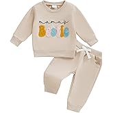 Kupretty Toddler Baby Girl Fall Winter Clothes Embroidered Letter Graphic Crewneck Sweatshirt + Joggers Pants Outfits Set