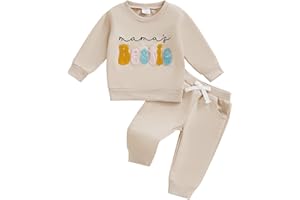 Kupretty Toddler Baby Girl Fall Winter Clothes Embroidered Letter Graphic Crewneck Sweatshirt + Joggers Pants Outfits Set