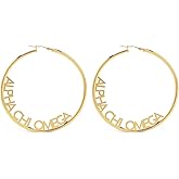 Sorority Shop Alpha Chi Omega- Hoop 18K Gold Plated Dainty Earrings for Women - Alpha Chi Omega Jewelry with Ideal 2" Diameter Hoops - Alpha Chi Omega Gifts