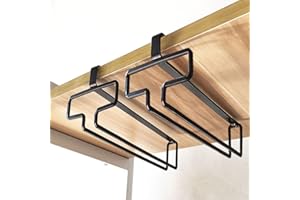 LINFIDITE 2 Pack Wine Glass Holder Stemware Rack Hanger Under Cabinet Wine Glass Rack Kitchen Hanging Glass Storage Rack Orga