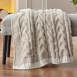 Bedsure Cable Knitted Throw Blanket for