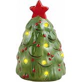 Mud Pie Light Up Christmas Tree Sitter, 4 1/2" x 2 3/4" | Ceramic Ornament Christmas Tree