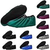 Reusable Shoe Covers Thickened Cloth Fabric Boot Covers Machine Washable Non Slip Booties Pack Of 10 Pairs (Mixed Color, Large)