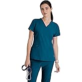 BARCO ONE Women's Pulse Scrub Top, Sporty V-Neck Medical Top w/ 4-Way Stretch & 5 Pockets