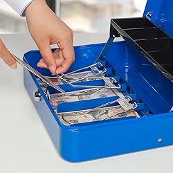 Jssmst Locking Large Metal Cash Box with Money