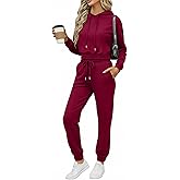 CHICME Womens 2 Piece Casual Tracksuit Set Hooded Crop Top Elastic Waistband Joggers Pants Set 2026 Spring
