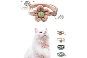 GOLDTIGER Cat Collar with Flower,Cat Collars for Girl Cats and Boy Cats,Breakaway Cat Collar with Bells,Adjustable Kitten Collar,Cute cat Collar(Pink, Breakaway)