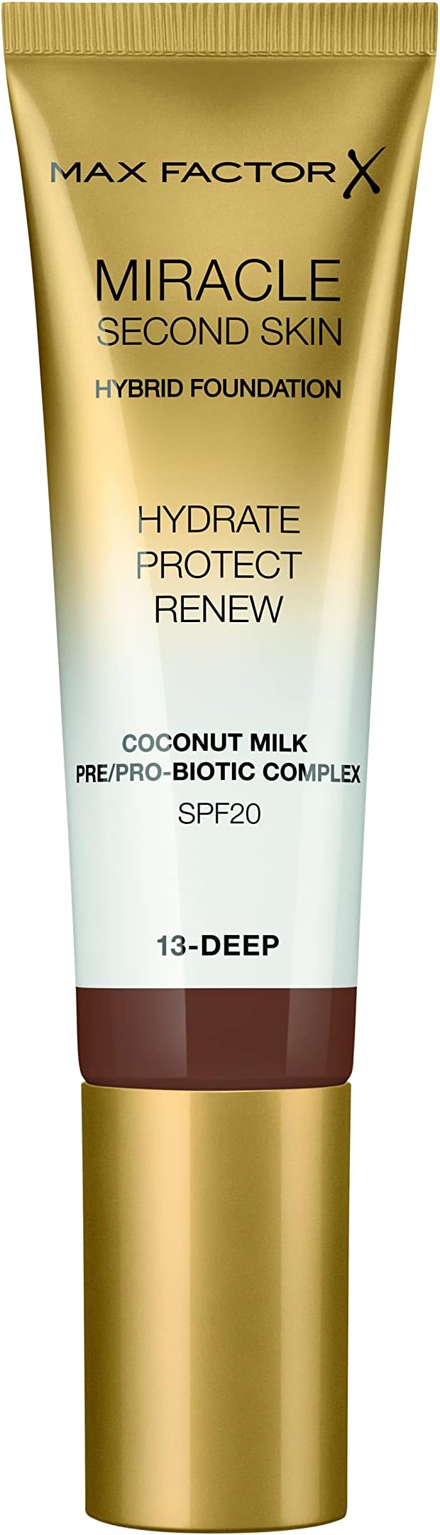 Max Factor Miracle Second Skin Hydrating Foundation Deep 30ml SPF20 Coconut Milk