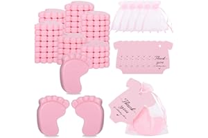 Sploziia 60 Sets Baby Shower Favors Handmade Feet Scented Soap Set with Gift Bags Cards Bulk Pink Baby Shower Gifts for Guests Gender Reveal Souvenirs Wedding Party Favors