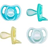 Tommee Tippee Ultra-Light Silicone Pacifier, 6-18 Months, Symmetrical One-Piece Design, BPA-Free Silicone Binkies, Blue/Green