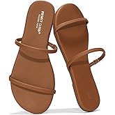 Project Cloud Summer Sandals for Women 2026 - Memory Foam Insole and Eco-Crafted Leather Beach Flip Flops for Women - Non Slip and Lightweight Double Strap Womens Sandals(Transition,CHOC, 8)