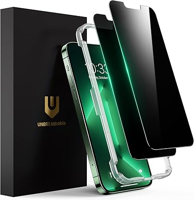 UNBREAKcable Sichtschutz für iPhone 13 Pro Max [2 Stück], Blickschutzfolie für iPhone 13 Pro Max 6,7 Zoll, Anti-Spähen Privatsphäre Schutzglas, Kratzfest, Anti-Fingerprint und blasenfrei