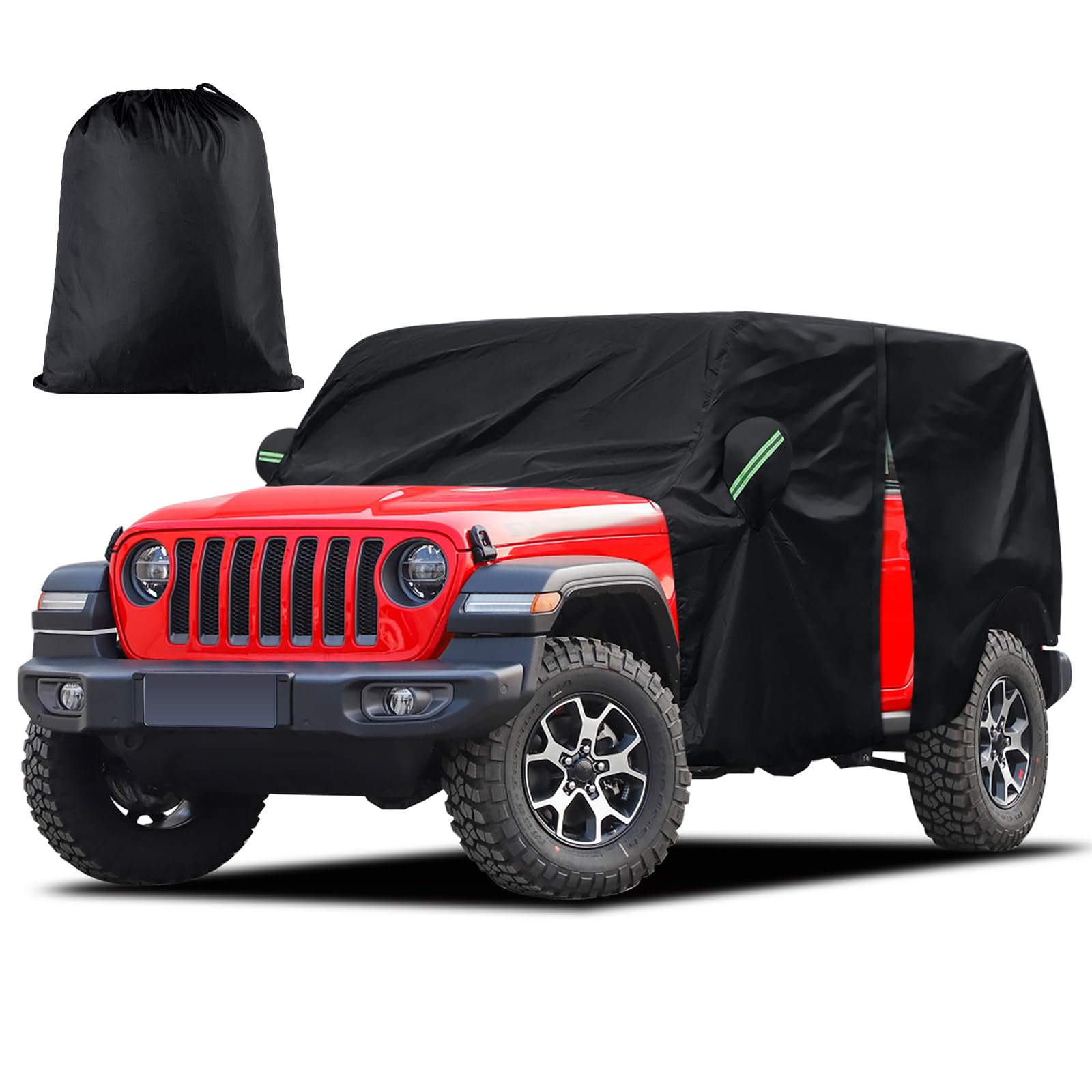 Photo 1 of Cab Cover for Jeep Wrangler JK JL 4 Door 2007-2025 & Top Off, Jeep Wrangler Covers 4 Door Waterproof with Driver Door Zipper Windproof Straps All Weather Snow Rain UV Protection